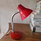 Rood Klein Vintage Frans Bureau Lampje. thumbnail 3