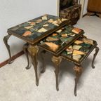 Vintage Nesting Tables / Mimiset Met Onyx Bladen Regency Stijl thumbnail 5