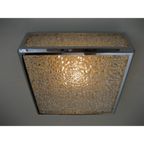 Vintage Plafondlamp, Plafonnière Met Kunststof Platen In Verchroomde Profielen 46 X 46 Cm, Jaren thumbnail 6
