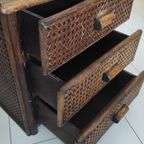 Vintage Ladekastje Donkerbruin Hout Webbing thumbnail 5