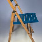 Set Van Twee Vintage Klapstoelen, Groen / Blauwe Zitting. Nederland 1980'S thumbnail 10