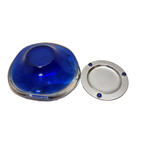 Blauw Glazen Murano Schaaltje Op Metalen Schotel thumbnail 2