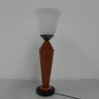 Art Deco Tafellamp, Bureaulamp Met Glazen Kap thumbnail 2