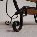 Vintage Salontafel Met 2 Glazen Bladen Met 50s Print thumbnail 14