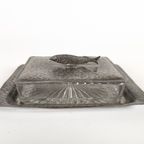 Unity Pewter - Art Deco - Caviar Dish - Glas - Tin - Gemerkt - Engeland - 2E Helft 20E Eeuw thumbnail 2