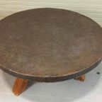 Vintage Brutalist Salontafel, Rond thumbnail 13