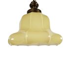 Art Deco Stijl - Hanglamp - Opaline Glas - Messing - 3E Kwart 20E Eeuw thumbnail 4