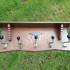 Vintage Eikenhouten Kapstok, Art Deco Style, Wandkapstok thumbnail 5