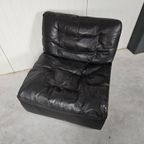 Vintage Italiaanse Fauteuil, Zwart Leer, Zanotta thumbnail 4