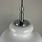 Vintage Midcentury Hanglamp Opaline Glas Met Chroom 2 Stuks thumbnail 7