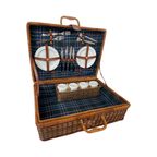 Vintage Wicker Suitcase / Picknick Basket - Complete Set Including Plates, Cutlery And Mugs thumbnail 3