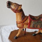 Vintage Hand-carved Wood Horse Toy Old 45cm thumbnail 13