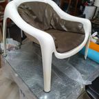 Very Rare Inside/outside Polyester Lounge Chair With Leather Upholstery 1960s thumbnail 11