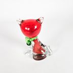 Murano - Kat - Transparant - Rood - Italie - Glas - 1970'S thumbnail 6