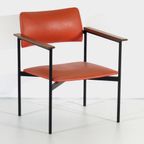 Vintage Fauteuil In Oranje Skaileer Met Houten Armleuningen, Jaren 60 thumbnail 3