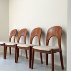 Set Van 4 Vintage Houten Koefoeds Hornslet Stoelen thumbnail 2