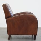 Statige, In Goede Staat Verkerende En Comfortabele Schapenleren Fauteuil/Armchair thumbnail 4