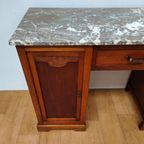 Vintage Antiek Bureau Buro Sidetable Kaptafel Marmer Blad thumbnail 12