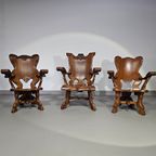 3 X Large Oak Claw Armchairs 1960S 70 X 70 X 90 Cm thumbnail 2