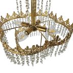 Chandelier - Hollywood Regency - Verguld - Kristal - 3E Kwart 20E Eeuw thumbnail 4