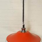 Vintage Space Age Ufo Pullout Hanglamp, Oranje En Wit thumbnail 11