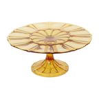 Art Deco Amber Oranje Taartschotel Gebak Schaal Depression Glass thumbnail 3