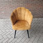 Schelp Fauteuil Oker Goud Kleurige Retro Stoel thumbnail 3