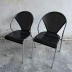 Pair Of 2 Metal Office Chairs With Peforated Design thumbnail 2