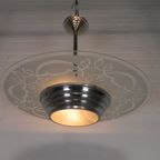 Art Deco Hanglamp Met Glazen Schijf, Jaren 30 thumbnail 9