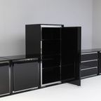 Black Living Furniture Set In Steel Profiles Attributed To Acerbis, 1970S. thumbnail 12