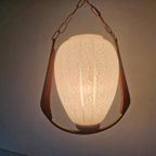 Vintage Scandinavische Teak En Glas Hanglamp. thumbnail 10