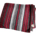 Rood Gestreepte Vintage Marinda Deken - Wol - Rood, Wit, Donkergrijs, Mid Century Throw thumbnail 2