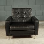Vintage Lederen Fauteuil – Zwart – Jaren 70 thumbnail 7