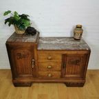 , Art Deco Tv Meubel, Vintage Dressoir, Ladekast Marmer Blad thumbnail 3