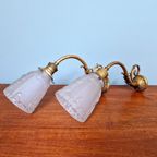 Paar Art Deco Schansen In Brons En Gesatineerd Glas, 1920 thumbnail 5