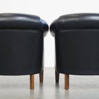 Prachtige Set Van 2 Zwarte Engelse Stijl Rundleren Clubfauteuils Met Een Tijdloos Design thumbnail 2