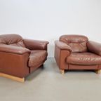 Vintage Set Of 2 De Sede Ds 101 Fauteuil Dik Bruin Leer ’70 thumbnail 5