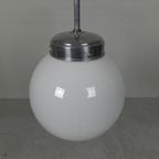 Art Deco Hanglamp Met Witte Bol, Jaren 30 thumbnail 11