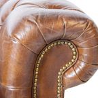 Vintage Chesterfield 3 Zits Bank Cognac Generfd Leer thumbnail 5