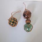 Vintage Glazen Drijver Macrame Vissers Kruik thumbnail 2