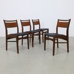 4x Vintage Eetkamerstoel Teak, 1960s Nieuw Bekleed thumbnail 2