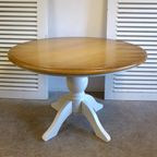Prachtige Landelijke Ronde Eiken Eettafel 120 Cm thumbnail 3