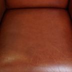 Luxe, Statige Set Van 2 Cognac Kleurige Rundleren Art Deco Design Fauteuils thumbnail 7