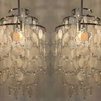Set Van 2 Parelmoer Capiz Schelpen Hanglampen Kroonluchters Opaline thumbnail 2