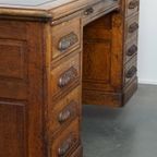 Klassiek En Functioneel Groot Antiek Bureau/ Partner Desk In Engelse Stijl thumbnail 10