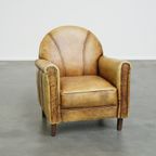 Unieke En Charmante Kinder Fauteuil/ Armchair Gemaakt Van Rundleer In Art Deco Stijl In Een Licht thumbnail 2