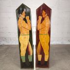 2 Grote Houten Panelen Met Boksers, Engeland thumbnail 7