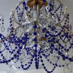 Vintage Kobalt Blauwe Murano - Glas En Kristal - Kroonluchter Met Kralen thumbnail 16