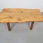 Vintage Brutalist Boomstam Bank Japandi Side Table Eiken '60 thumbnail 5