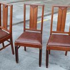 Set Van 3 Art Deco Amsterdamse School Eetkamerstoelen thumbnail 10